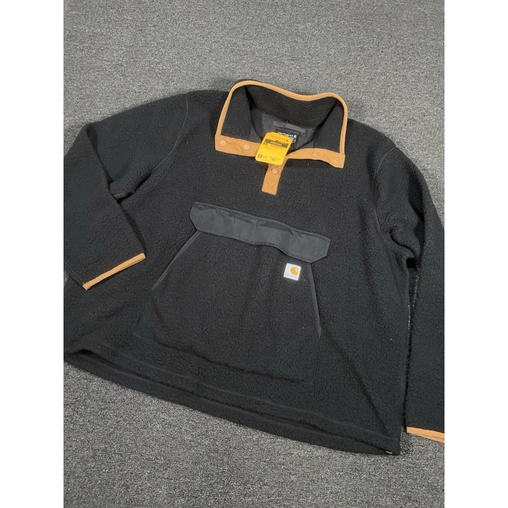 New Carhartt Relaxed Fit Fleece Pullover Sweater Mens 2XL Black 0J4991